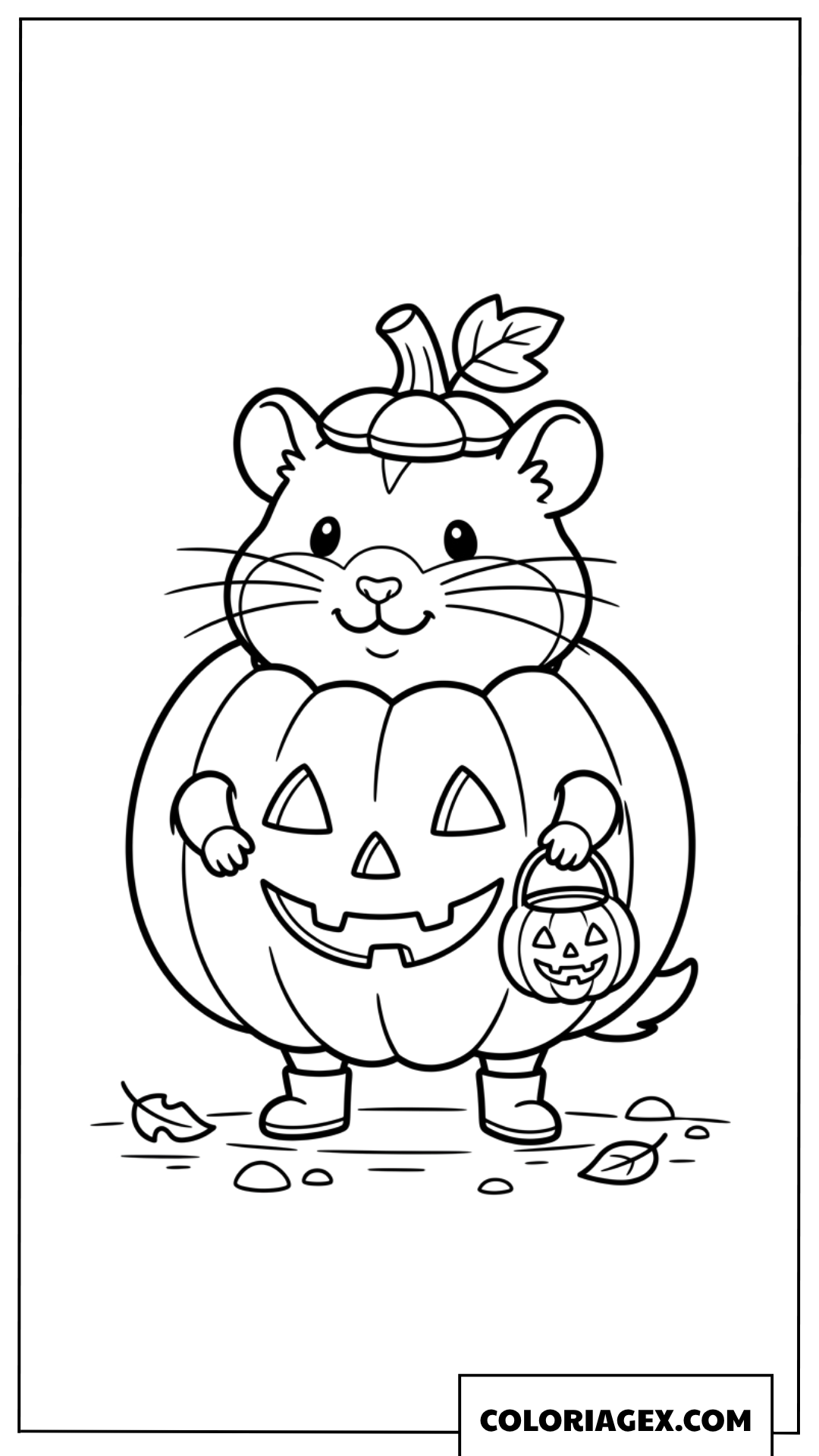 Dessin hamster mignon deguise en citrouille d halloween