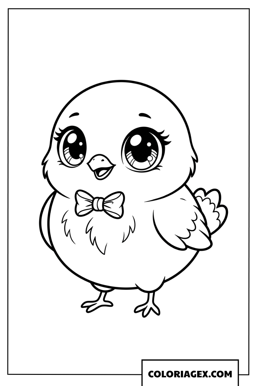 Dessin petit oiseau avec noeud papillon