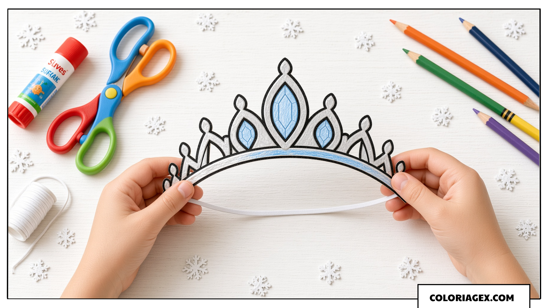 Bricolage Couronne de Glace avec un Coloriage Reine des Neiges