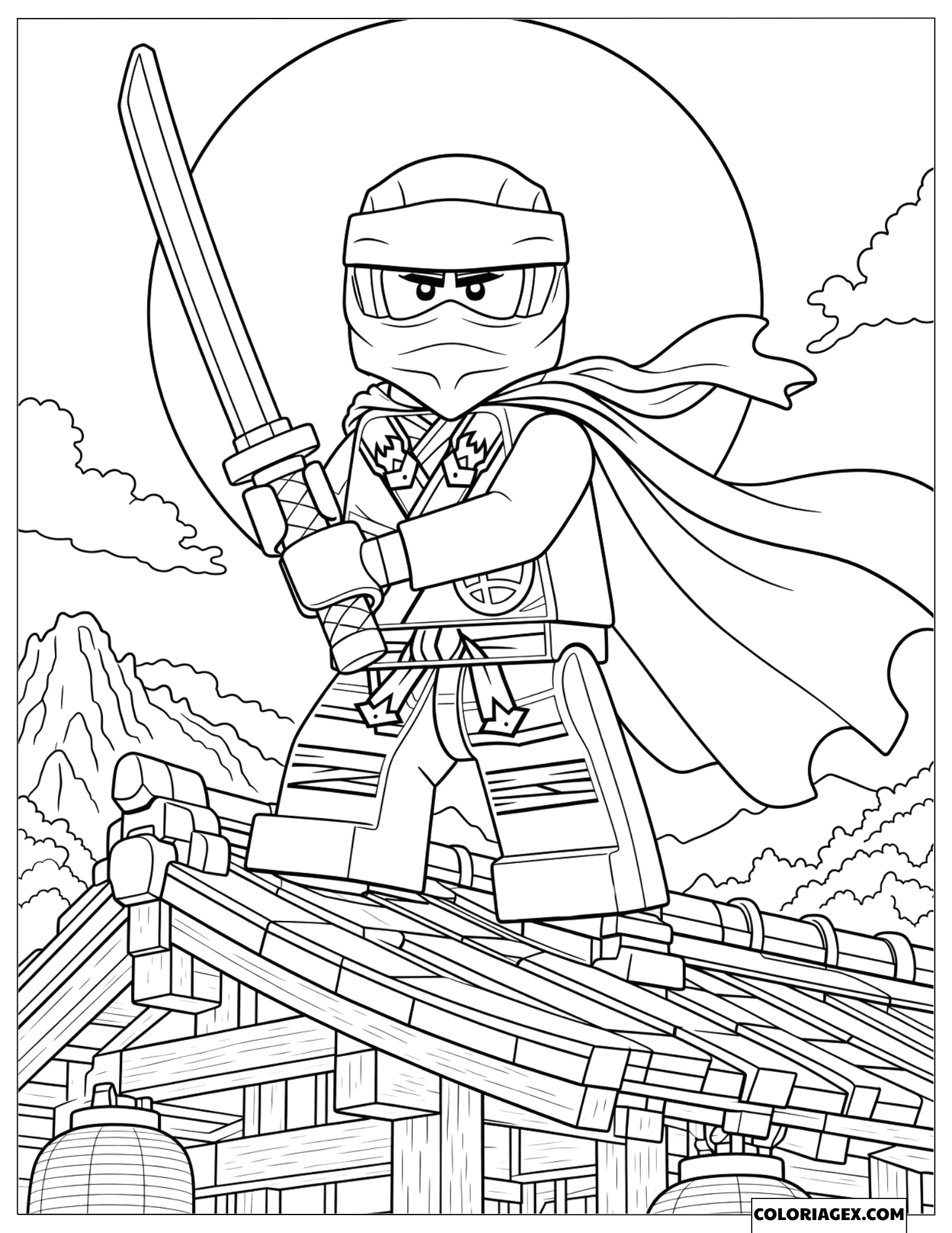 Coloriage Lloyd sur le toit sous la lune