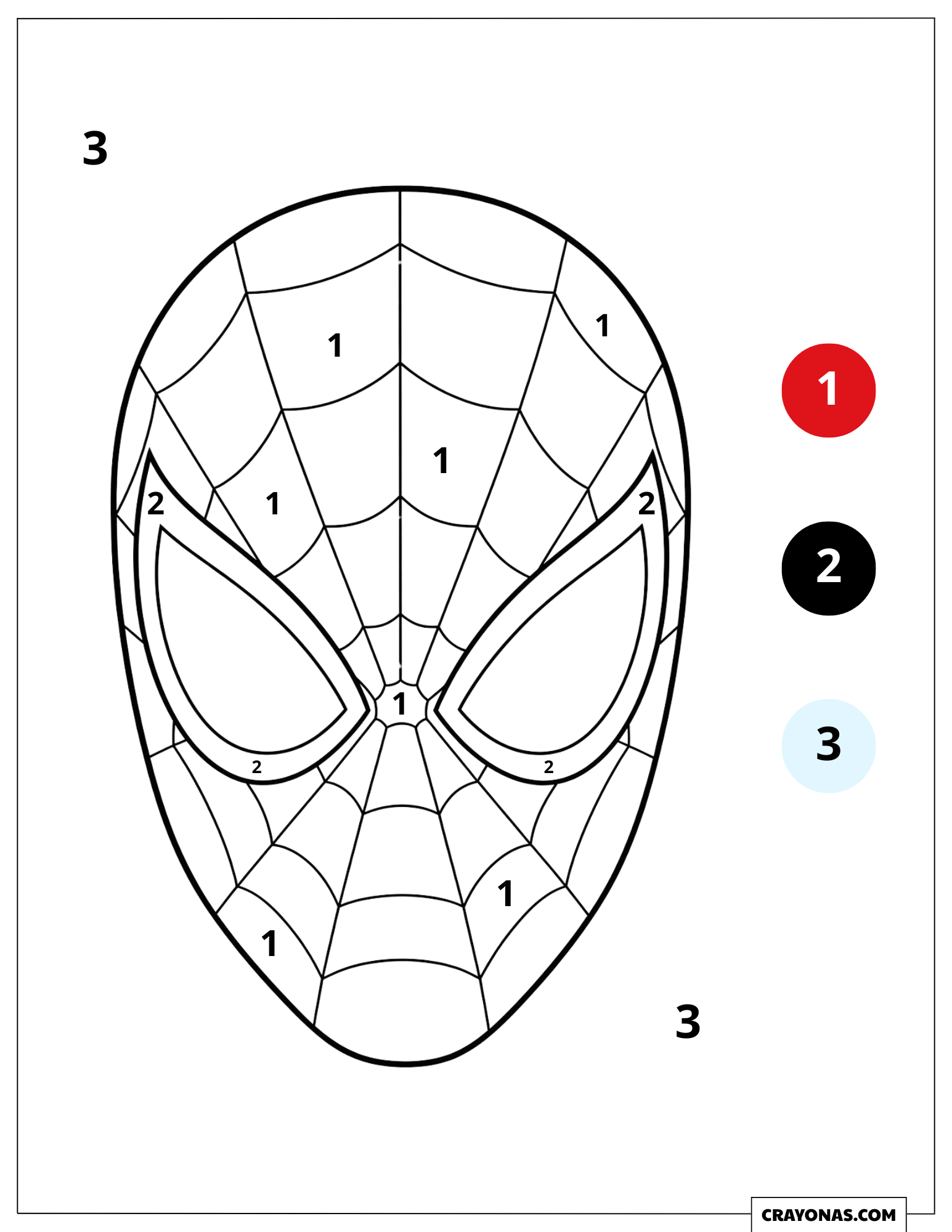 Coloriage Masque de Spiderman par Numéro