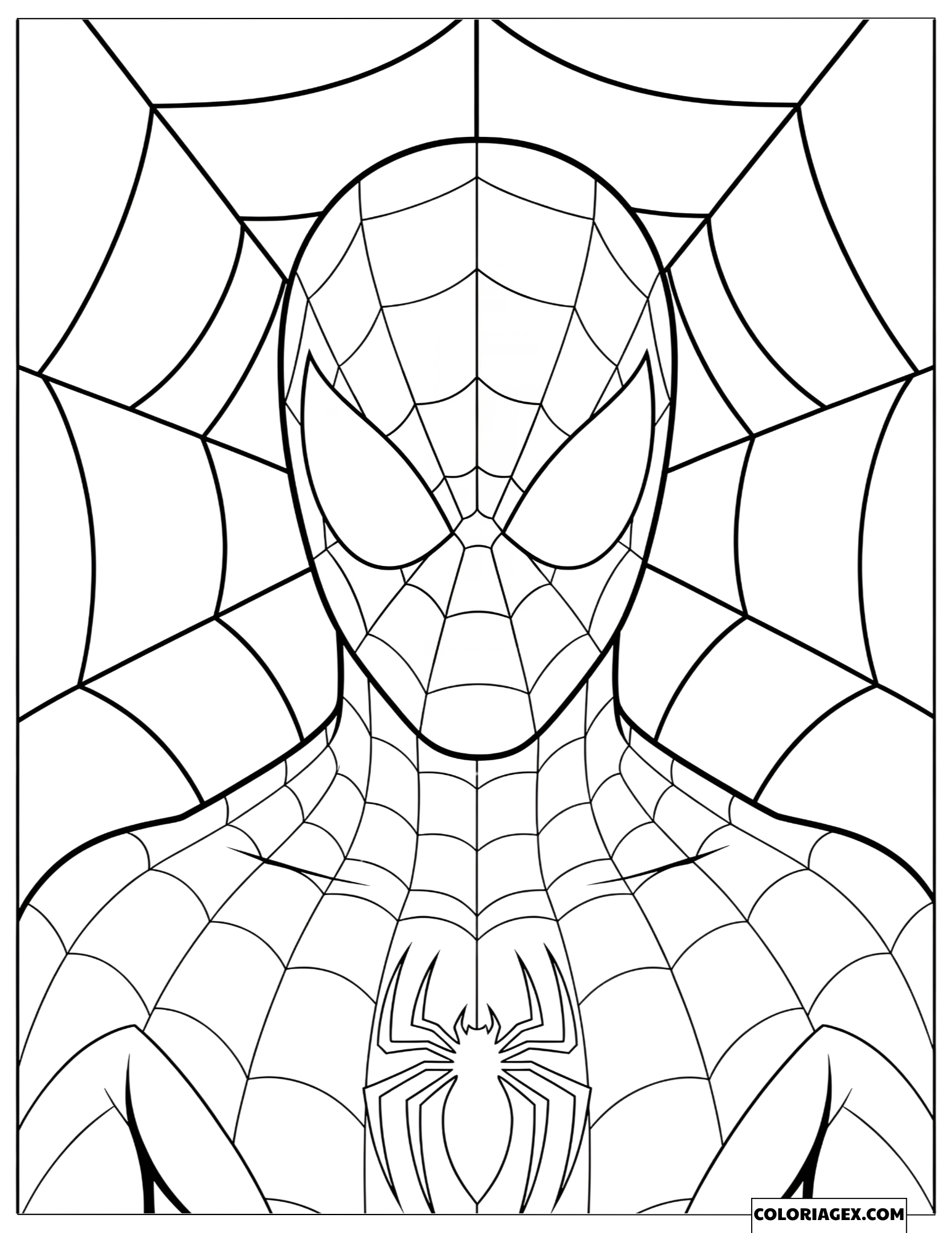Coloriage Masque et Buste de Spiderman