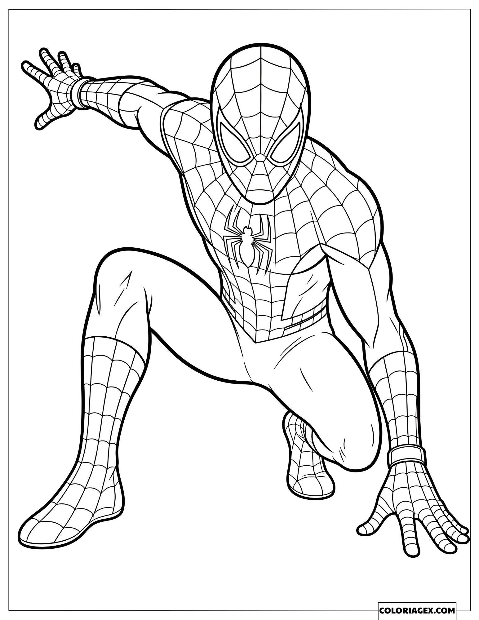 Coloriage Spiderman Accroupi Facile