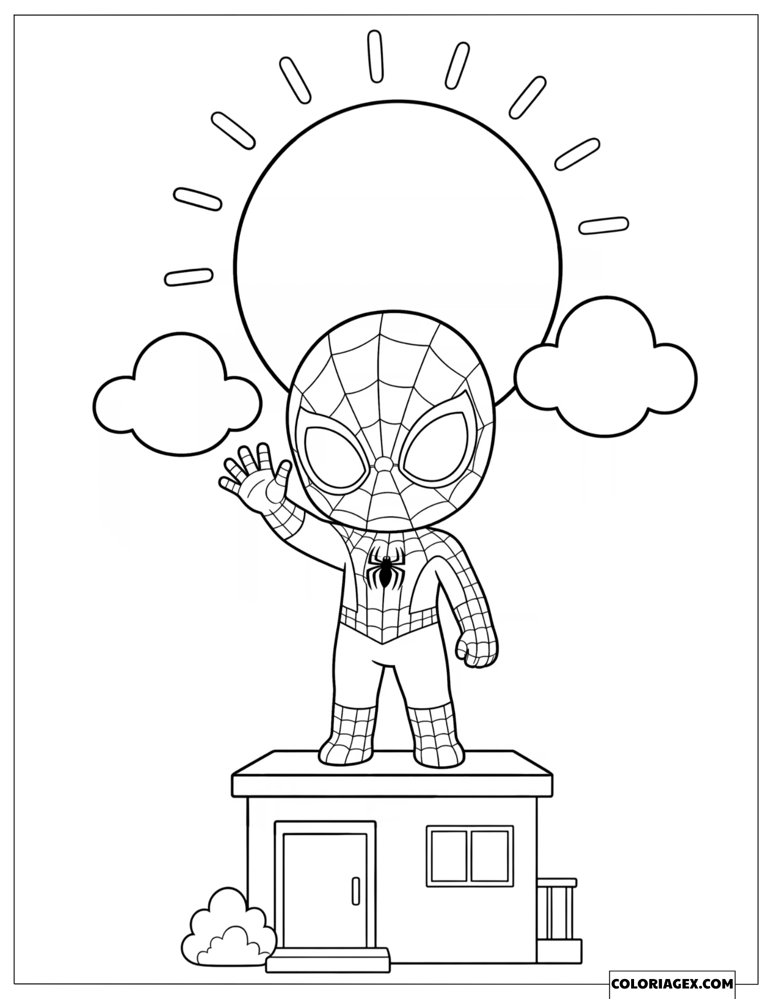 Coloriage Spiderman Bonjour