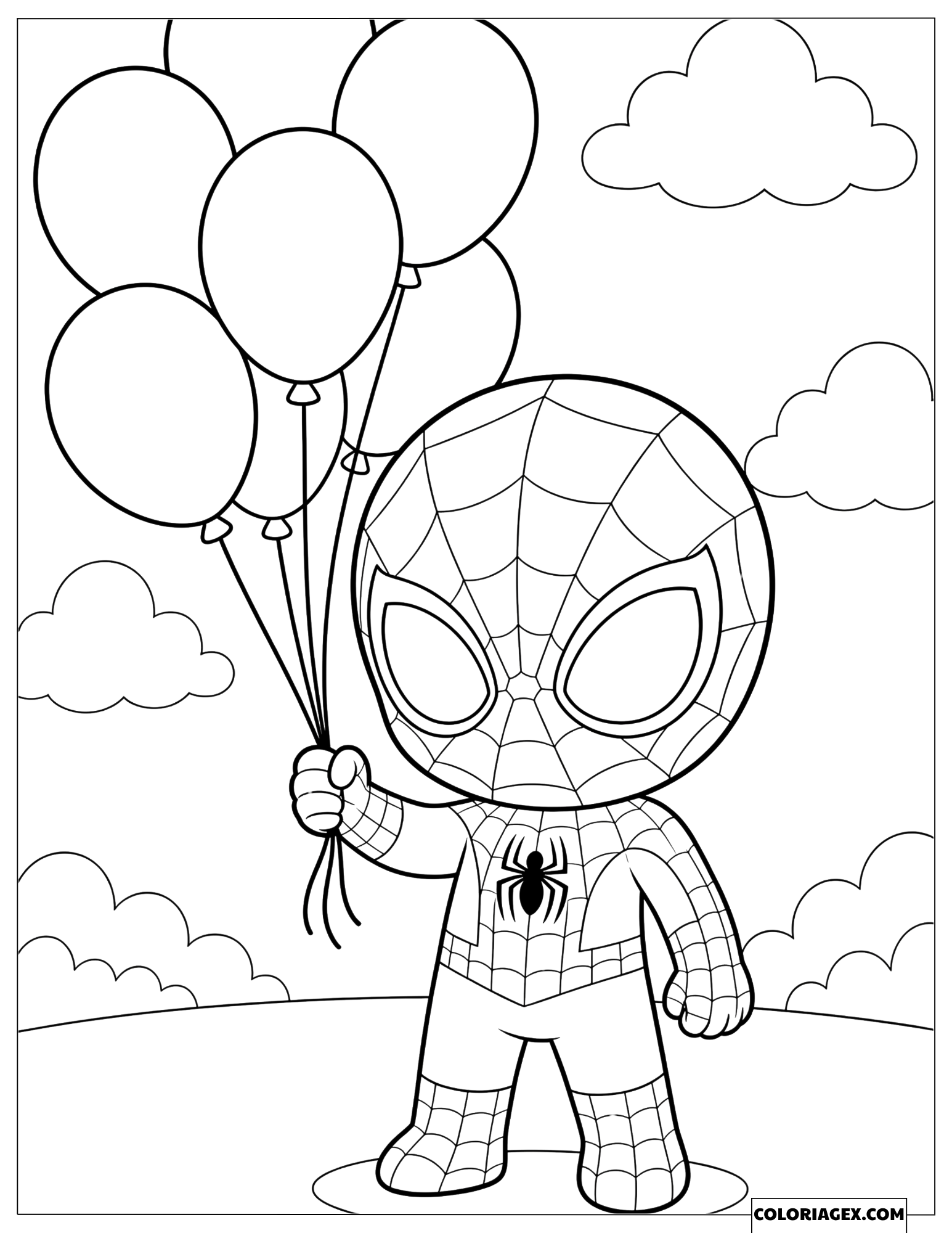Coloriage Spiderman aux Ballons