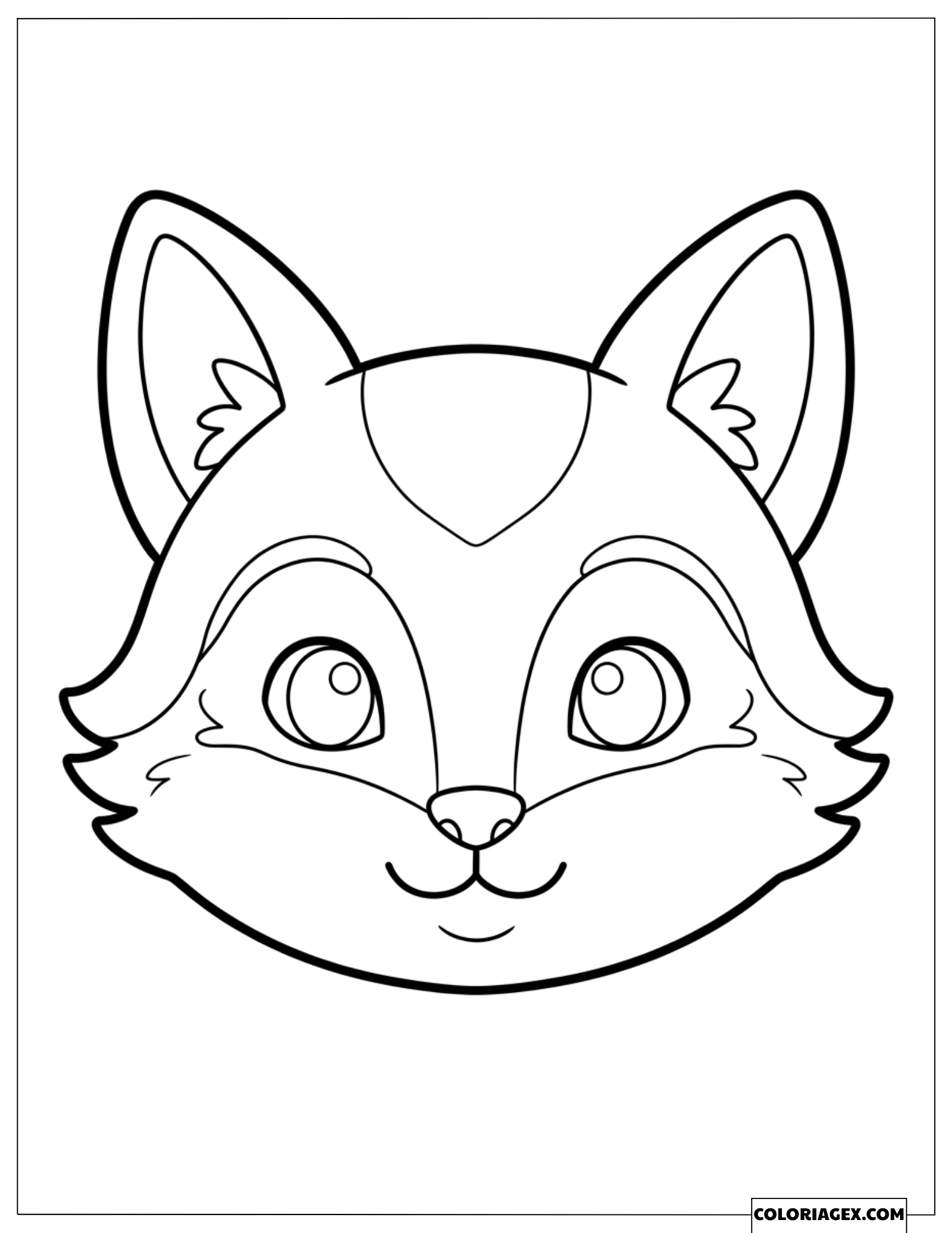 Coloriage Visage de Renard Mignon et Facile pour Enfants