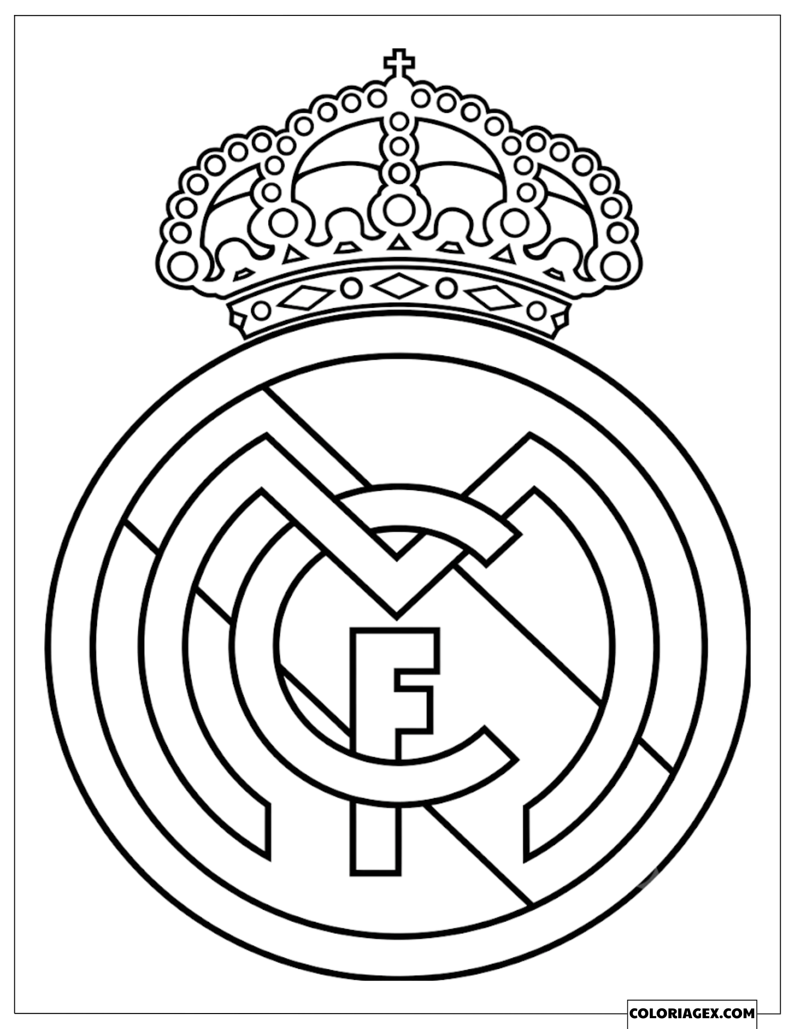 Coloriage du logo du club de football Real Madrid avec une couronne