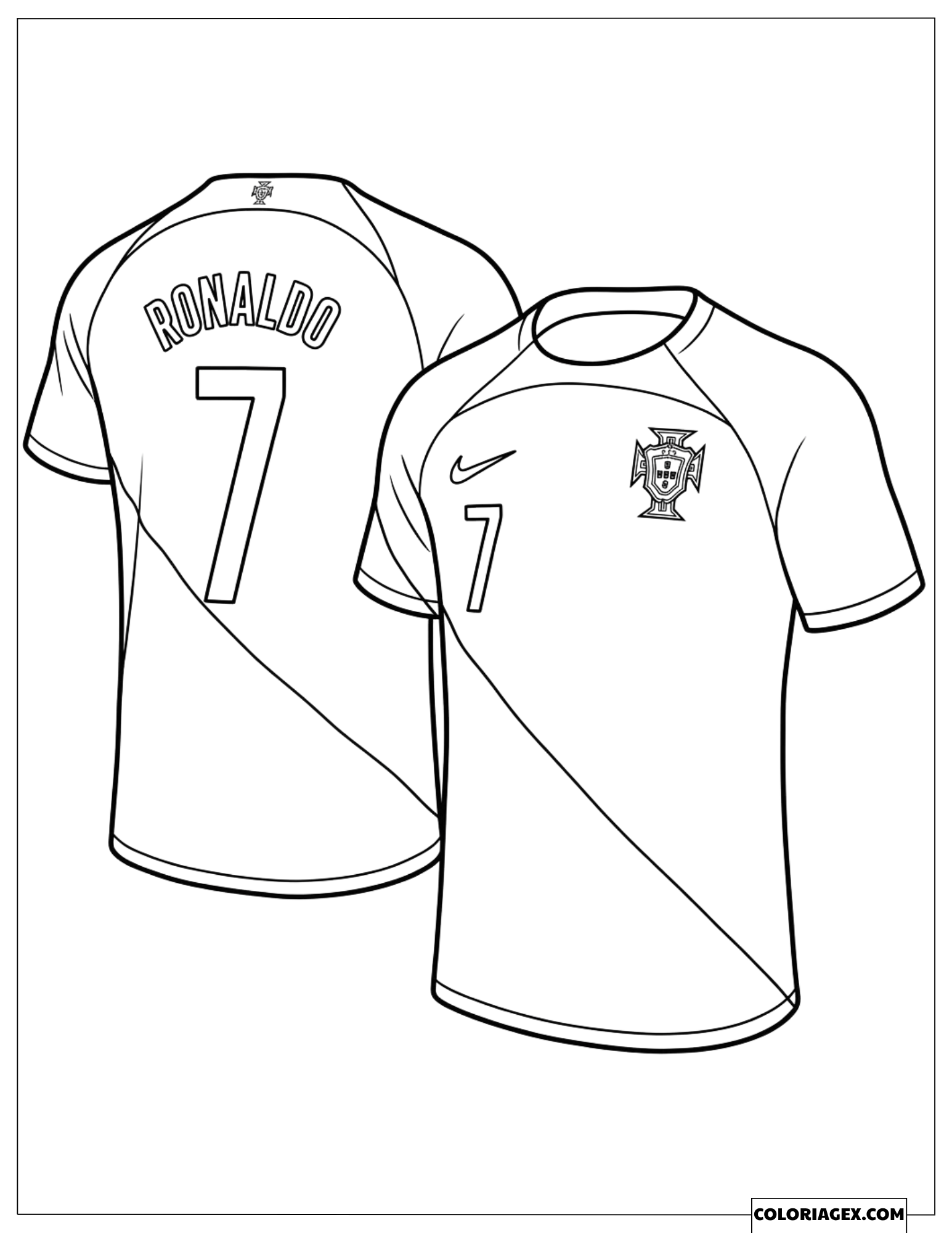 Coloriage du maillot de foot numéro 7 de Cristiano Ronaldo