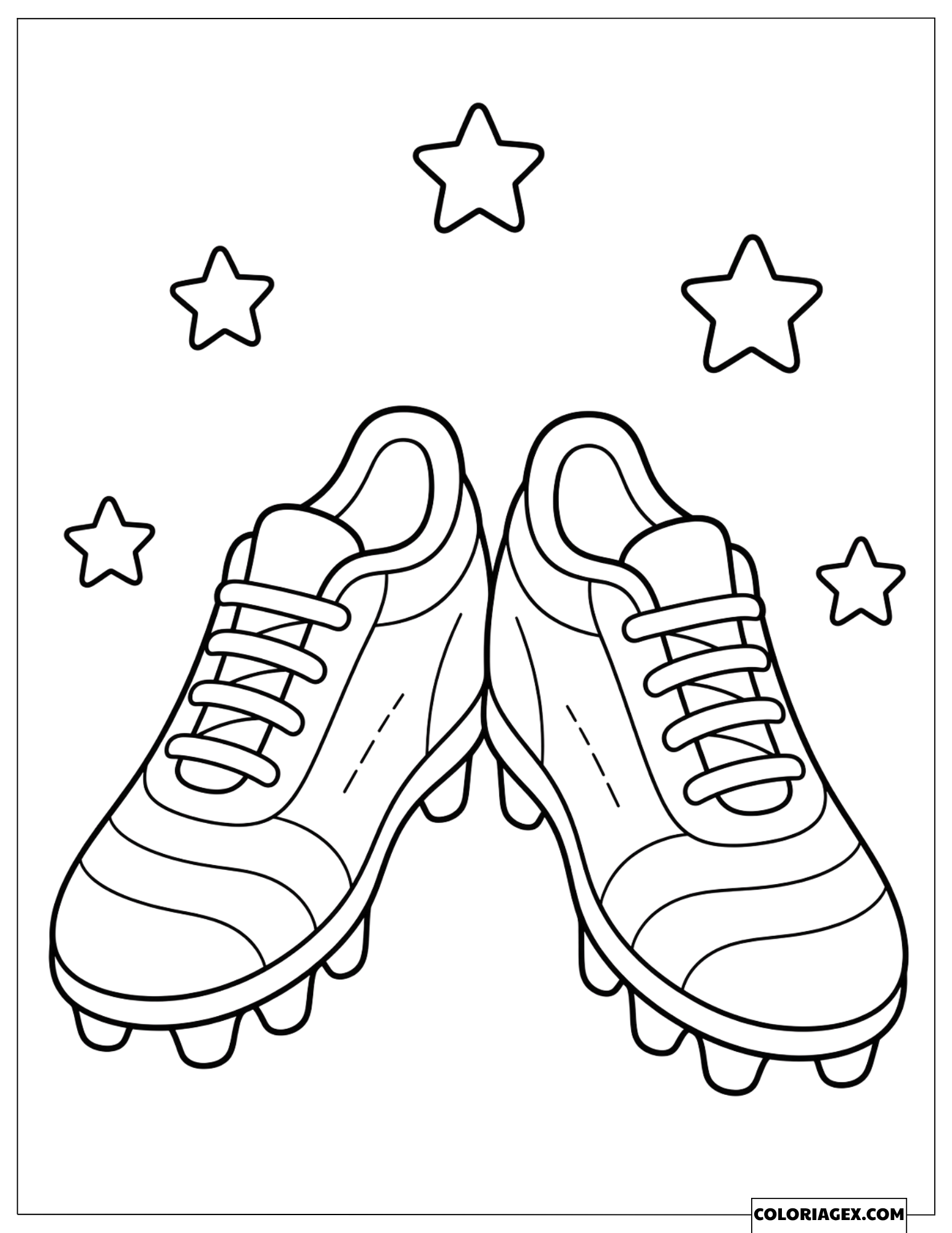 Coloriage d'une paire de chaussures de football et d'étoiles