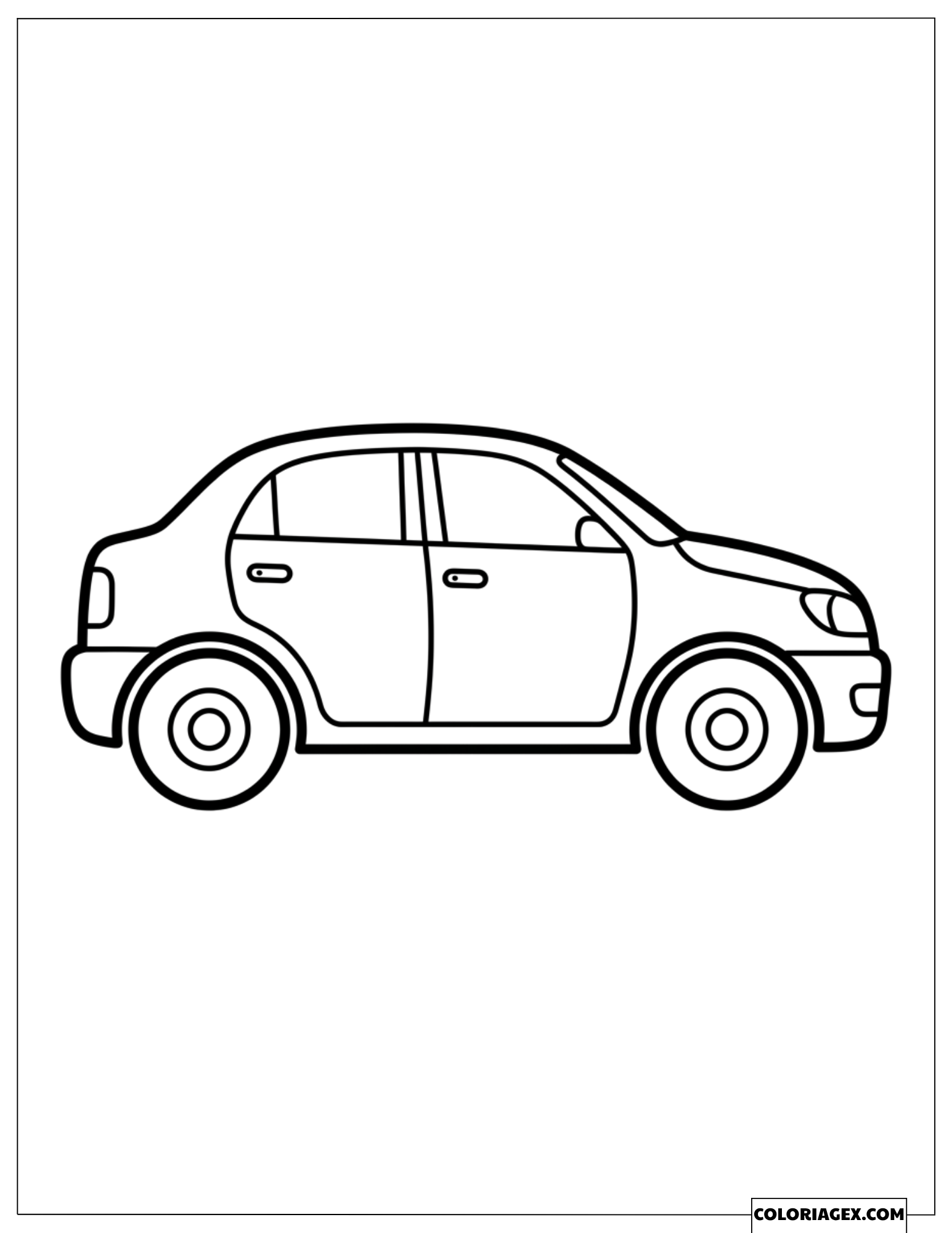 Coloriage d'une voiture berline simple garée sur fond blanc