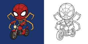 Coloriages Spiderman Moto feature