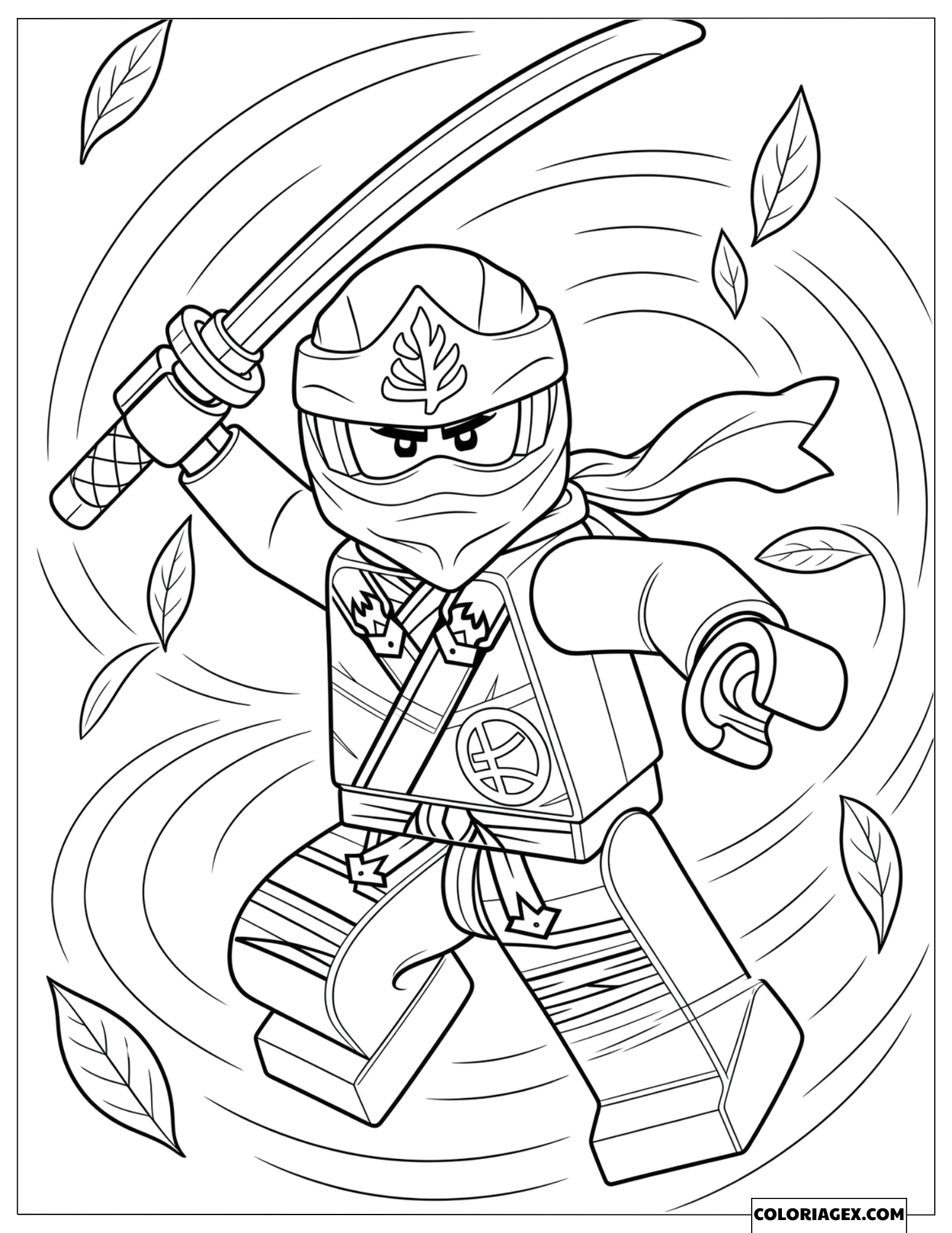 Dessin Lloyd en attaque tourbillon de feuilles d'érable