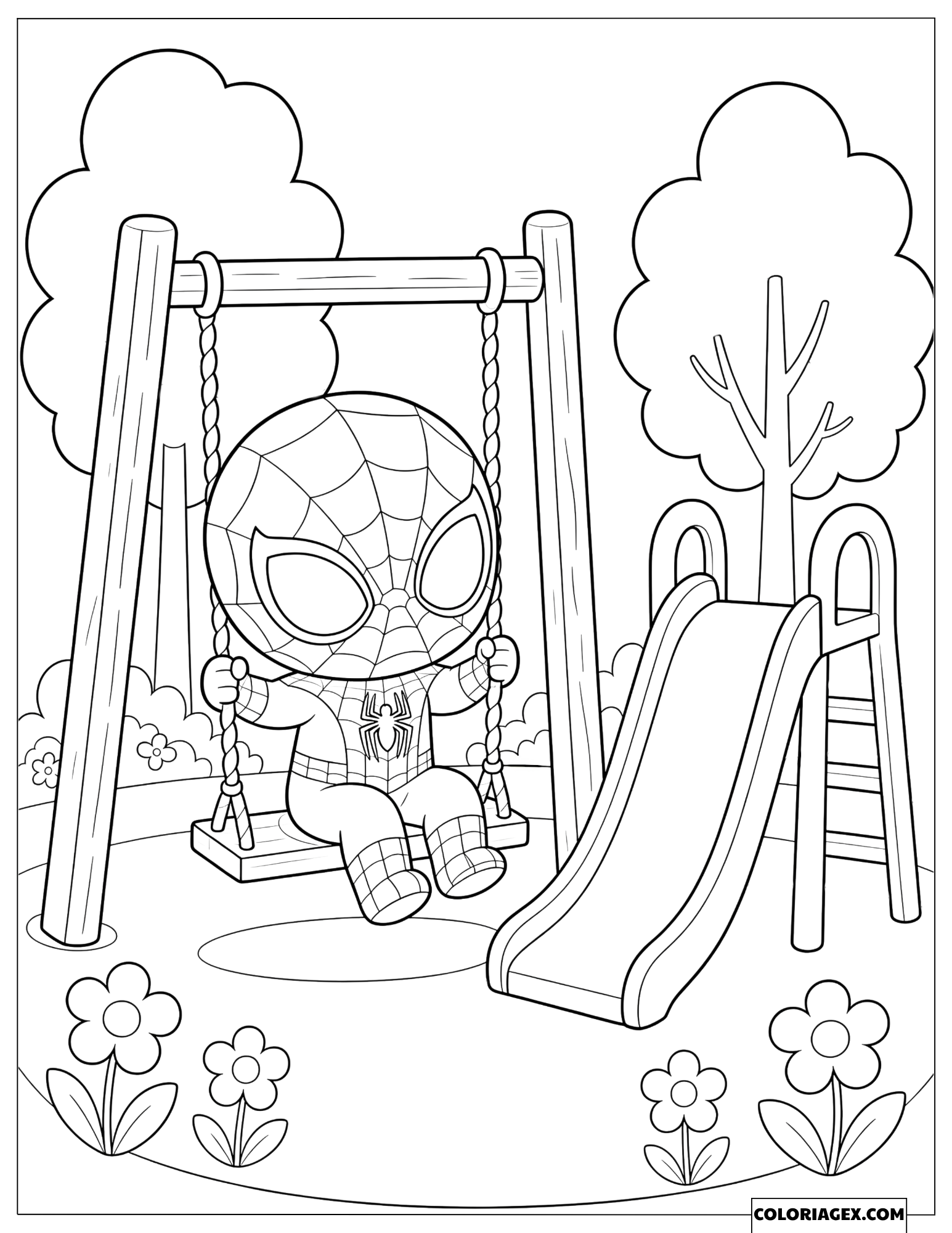 Dessin Spiderman au Parc
