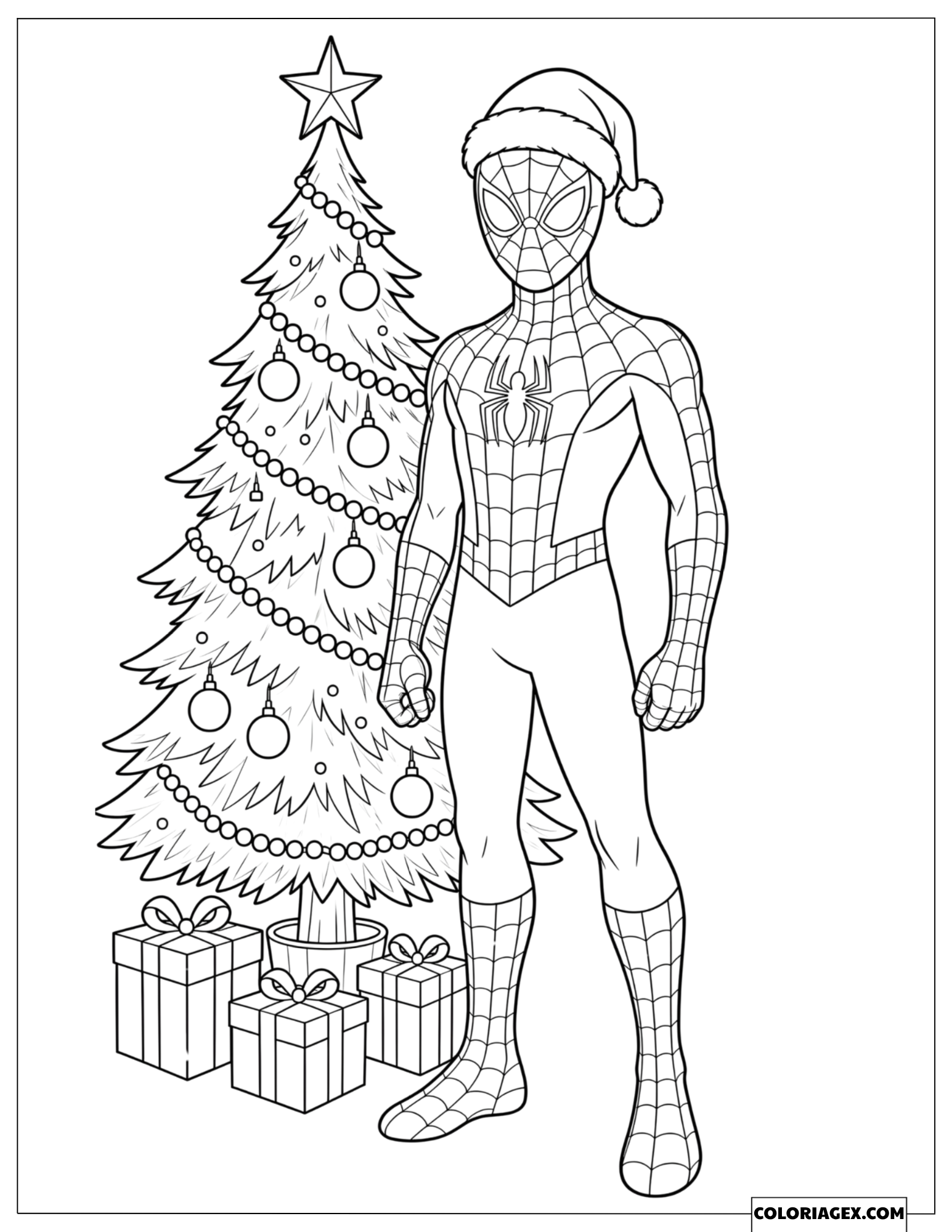 Dessin Spiderman de Noël
