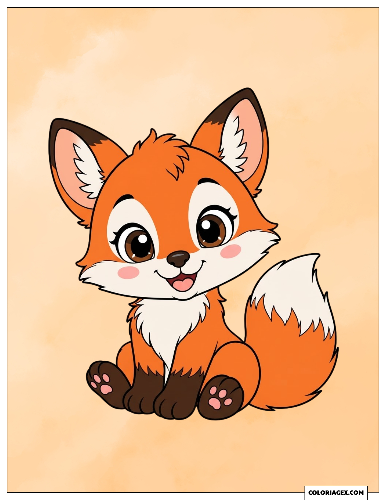Dessin de Petit Renard aux Grands Yeux Ronds et Adorables