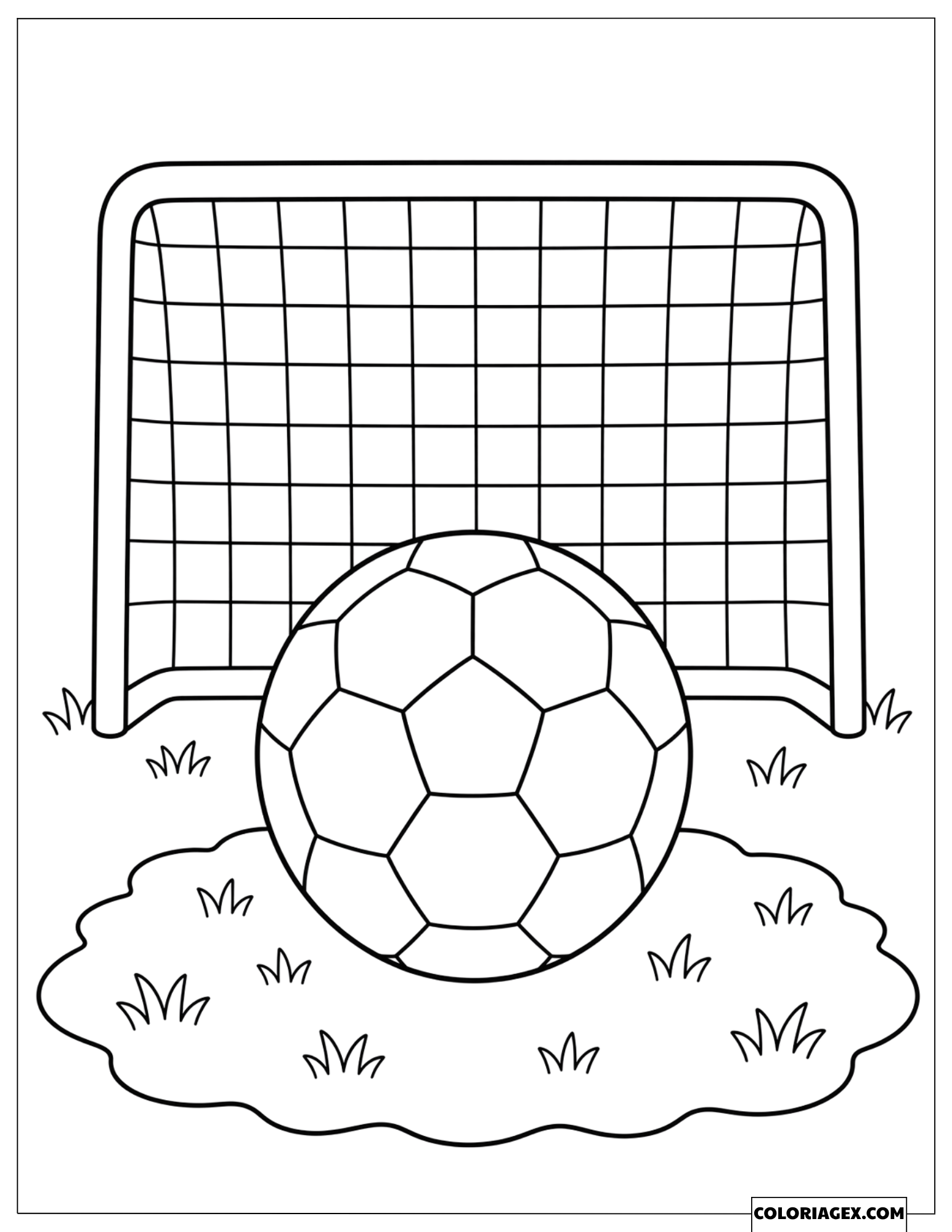 Dessin d'un but de football et d'un ballon sur le terrain