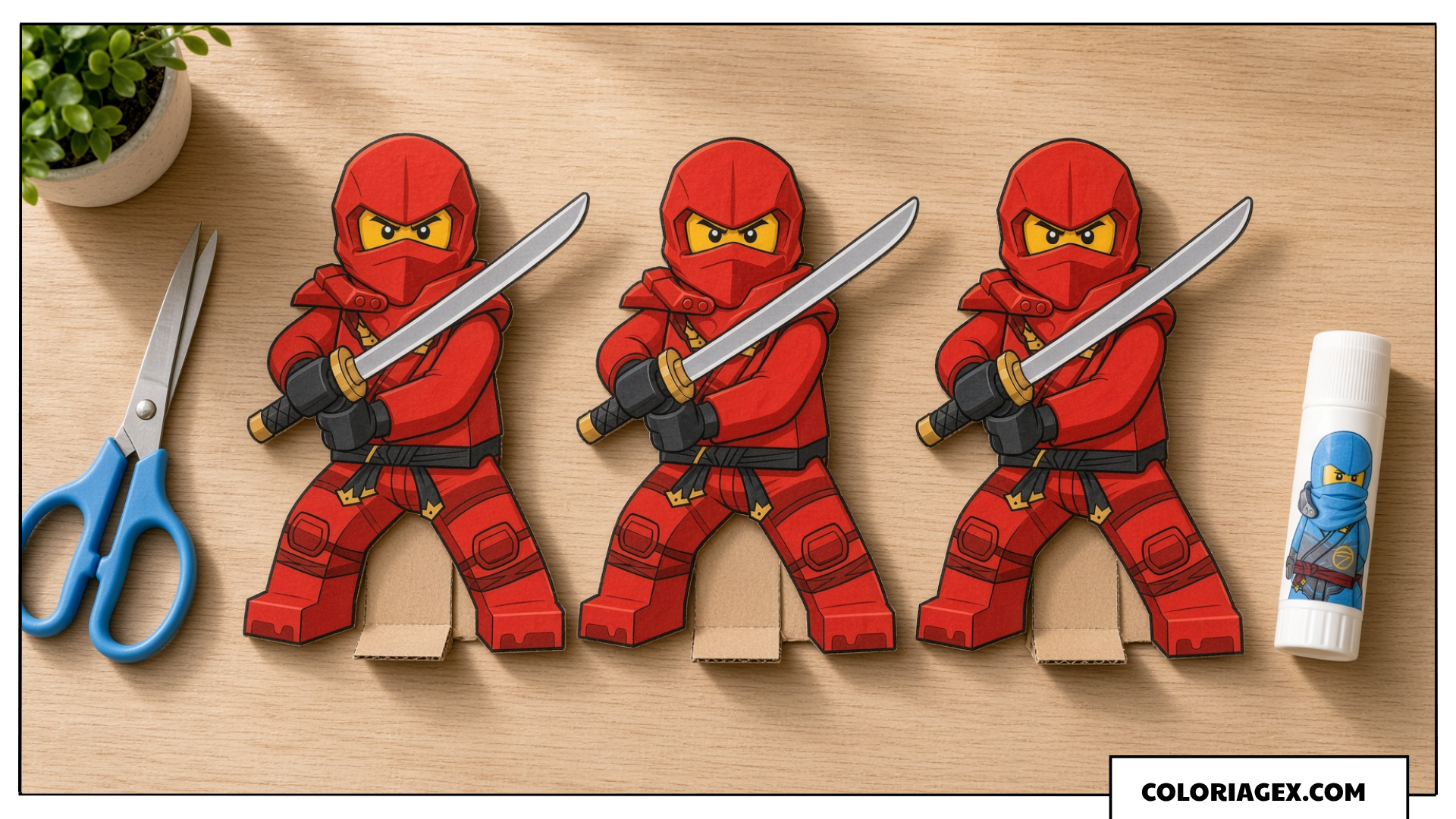 Figurines de ninja en papier à découper