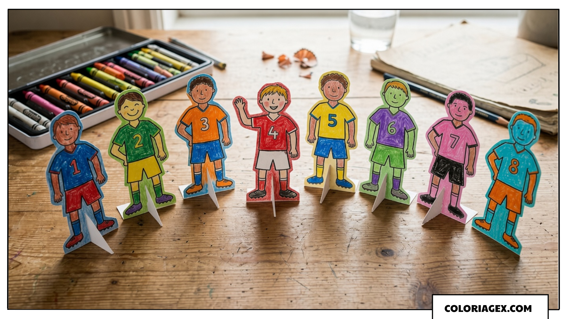 Joueurs de foot en papier debout