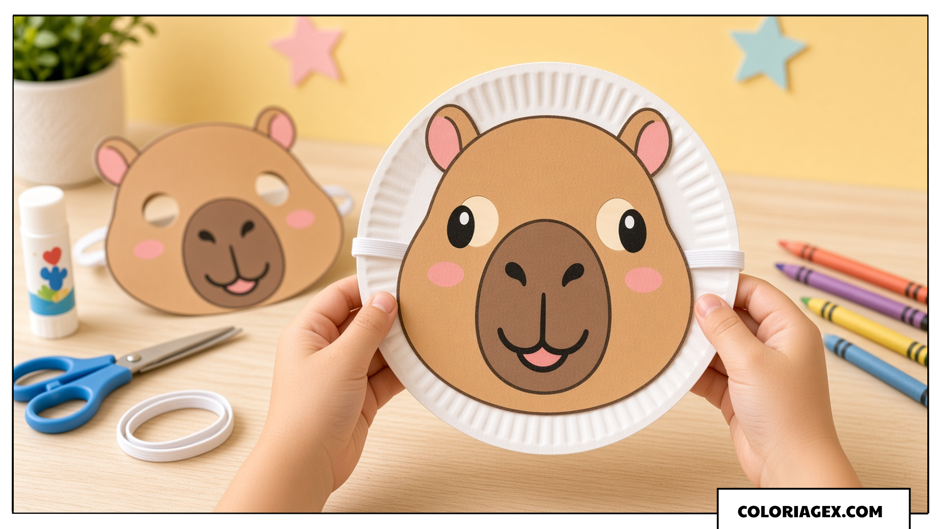 Masque Capybara en Assiette en Carton