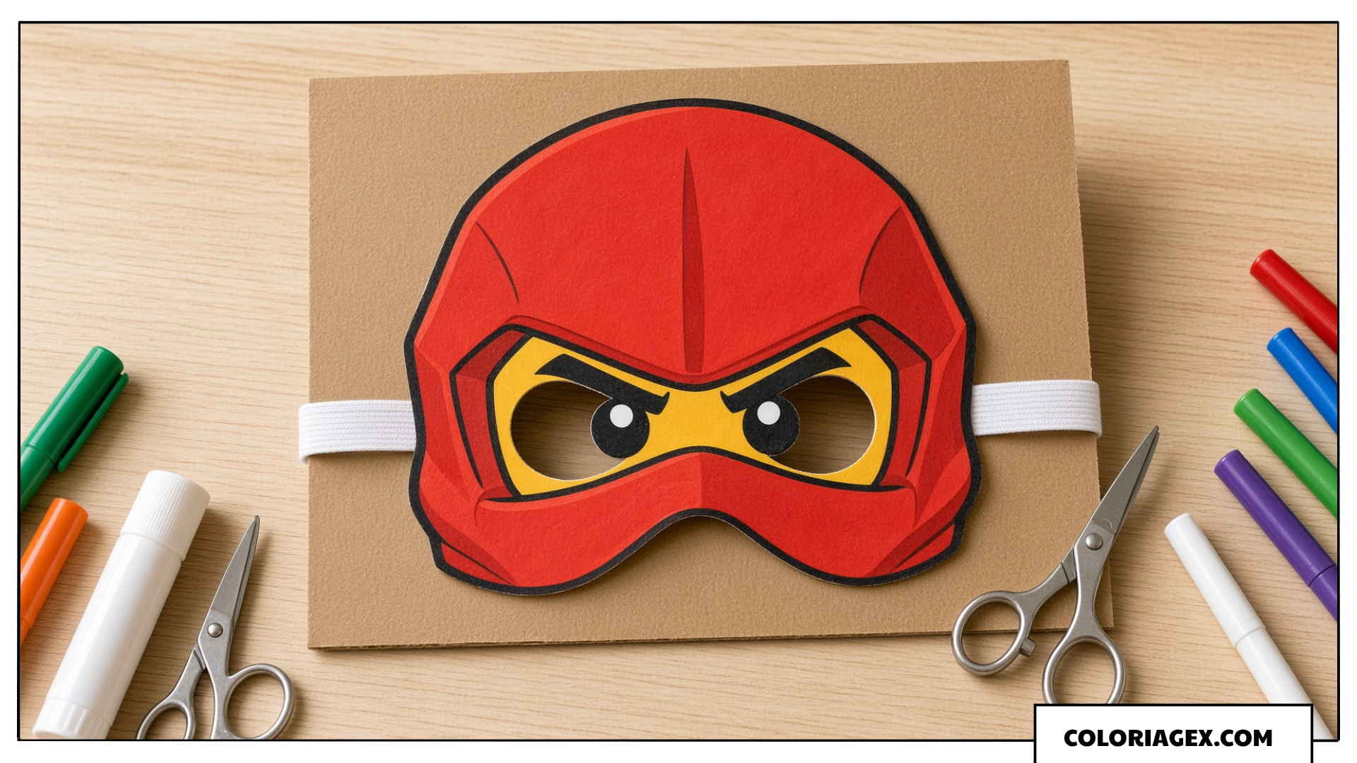 Masque de ninja en papier à colorier