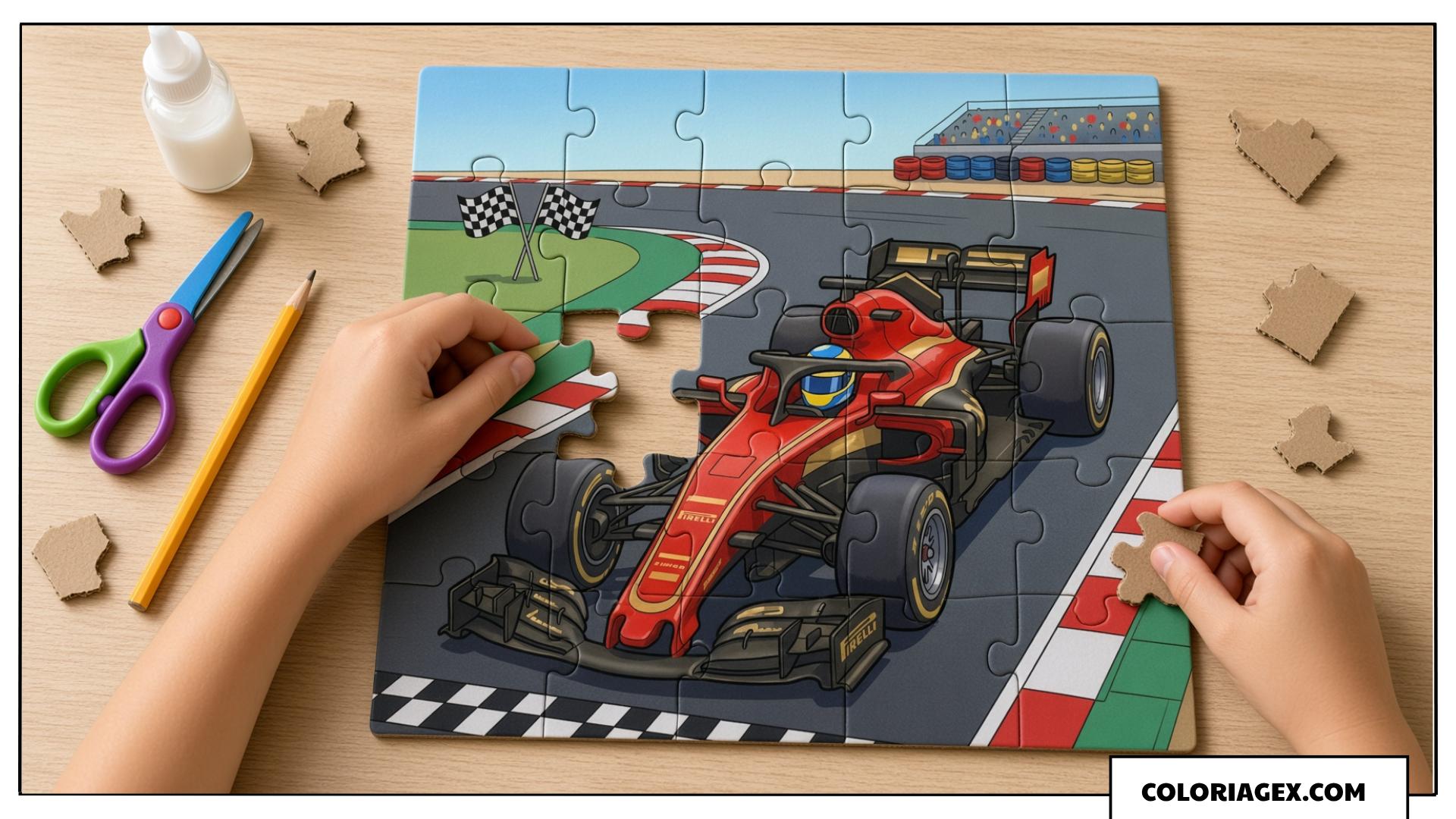 Puzzle personnalisé avec un coloriage voiture