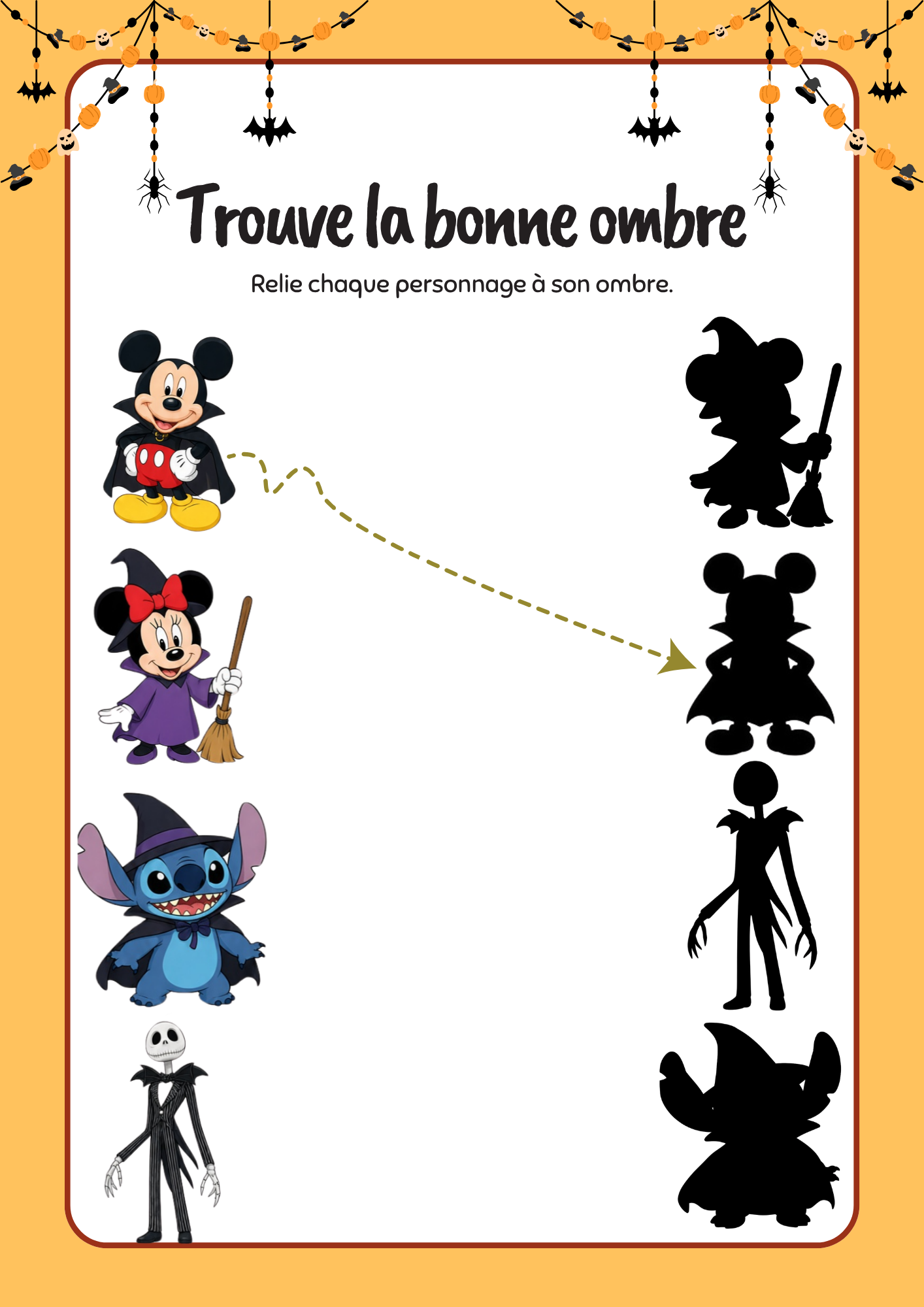 eu des ombres Halloween Disney à imprimer trouve la bonne ombre